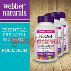 webber naturals 1 mg Folic Acid Tablets 90ccount 3pack