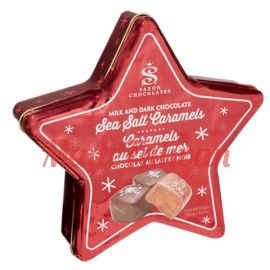 Saxon Milk and Dark Chocolate Salted Caramels Star Tin 9pcs 126g