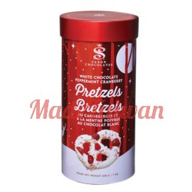 Saxon Chocolates Peppermint Cranberry Pretzels Tin 8pcs 225g