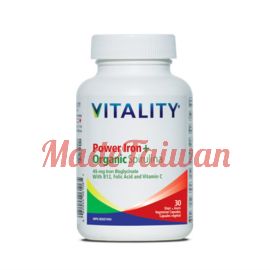 VITALITY Power Iron +  Organic Spirulina 30 Capsules