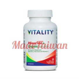 VITALITY Power Iron +  Organic Spirulina 60 Capsules